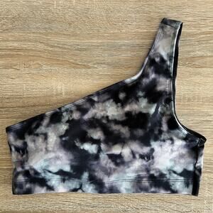 PINK Sport Victoria's Secret One Shoulder Sports Bra Tie Dye Black Multi Medium